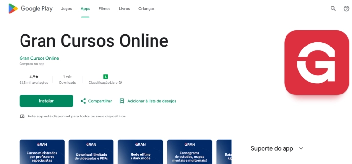 Aplicativo Gran Cursos Online